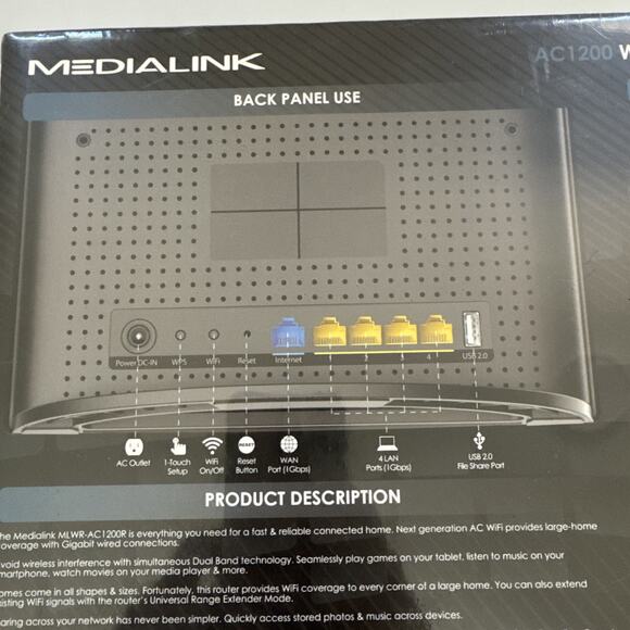 Medialink AC1200 1000 Mbps Wireless Gigabit Router NEW - Picture 5 of 8